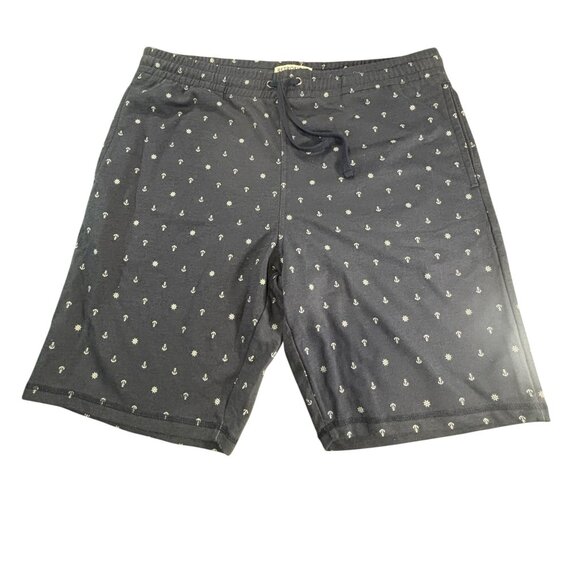 Mens Retrofit Navy Blue Anchor Print Drawstring Shorts XL - Picture 1 of 8